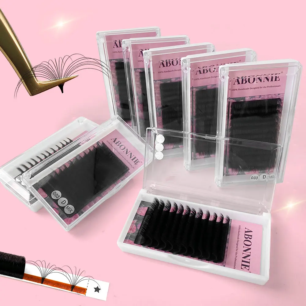 

ABONNIE Easy Fanning Volume Mega Eyelashes Extension Auto Flowering Rapid Cashmere Blooming Fans Lashes Fast Delivery