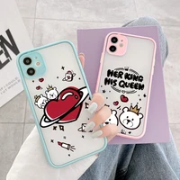 cartoon cute crown bear phone case for iphone 7 8 plus se2020 for iphone 12 13 mini 11 pro max x xr xs max shockproof hard cover