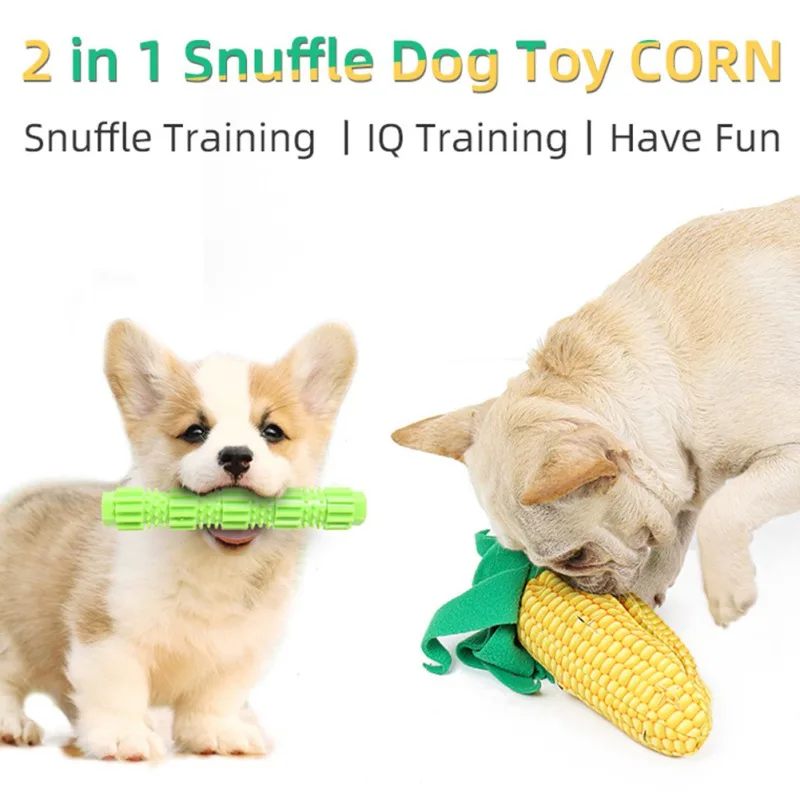

New 2-in-1 Corn Dogs Toys Leaked Feeding Plush Toys IQ Puzzle Sniffing Training Dog Bites Resistant Pet Antibodies Artifact