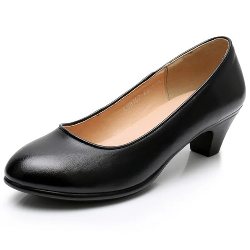 

Work Professional Women's Shoes Shallow Mouth Work Stewardess Leather Hotel Employees High Heels Shoes Women