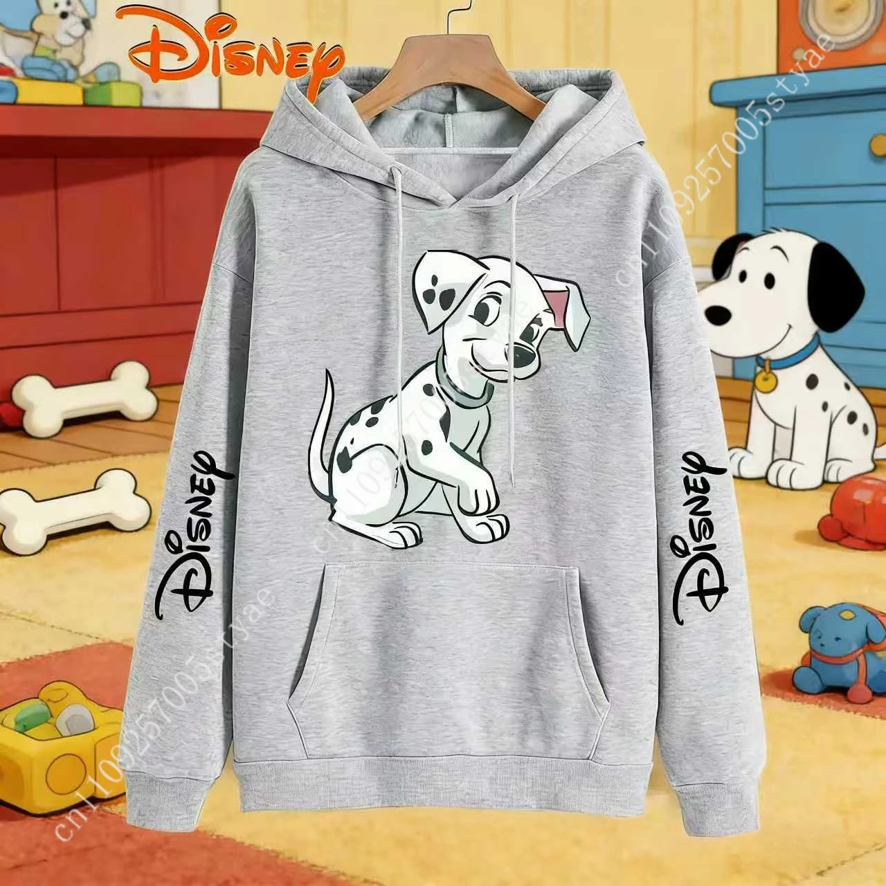 Фото Толстовка с капюшоном Disney 101 Dalmatians для осени/зимы 2026, повседневная свободная толстовка унисекс №1
