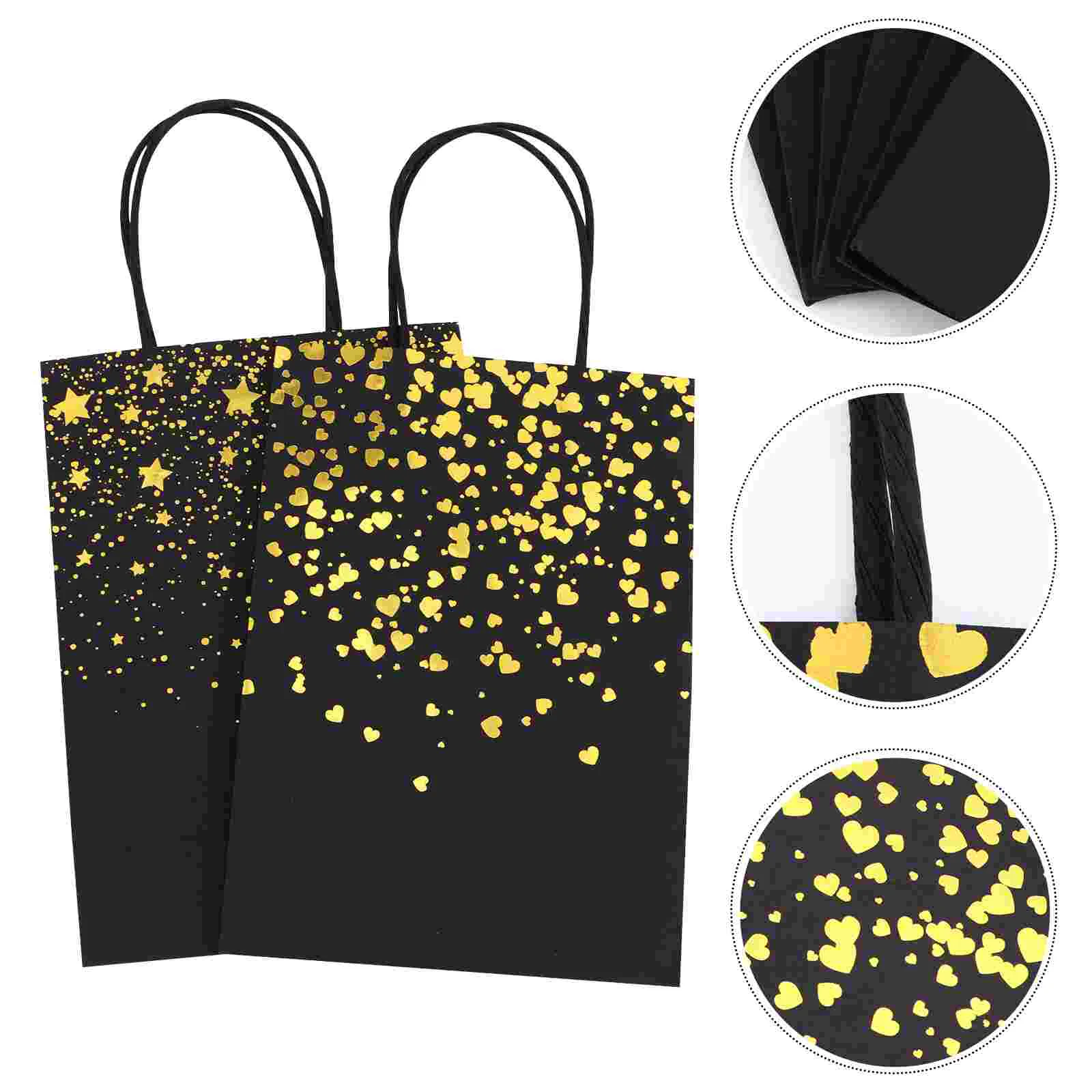 

12pcs Paper Party Bags Bronzing Kraft Paper Bag with Handle Creative Dot Paper Gift Bags for Party Favors