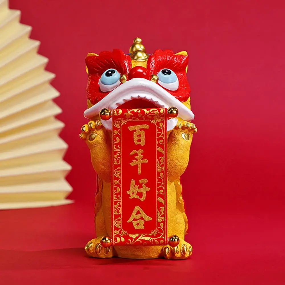 

Office Desk Lion Figurine Chinese New Year Dancing Lion Figurine 2024 Mascot Miniature Ornament for Wedding Car Home for Room