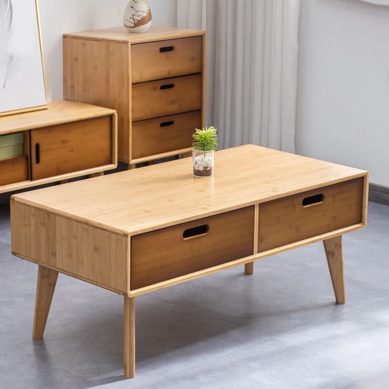 

Modern Wooden Coffee Table Center Tea Drawers Square Japanese Table Sofa Hall Tv Stand Mesa Centro Salon Home Furniture WSW35XP