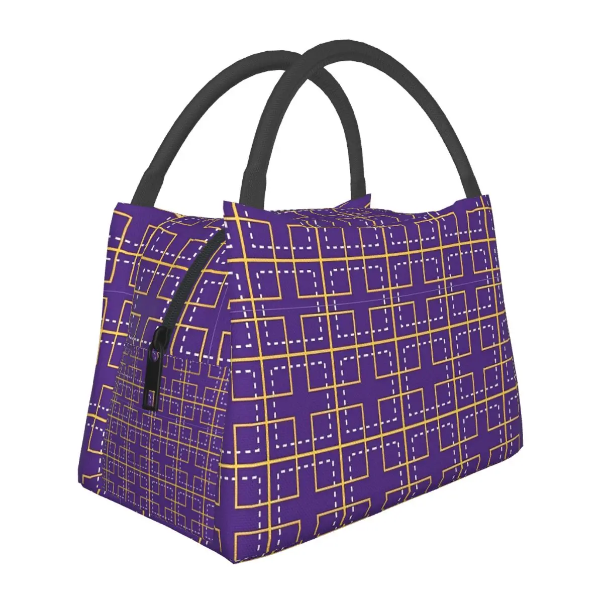 

Geo Print Lunch Bag Argyle Square Portable Insulated Lunch Box Travel Print Cooler Bag Fun Oxford Tote Food Bags