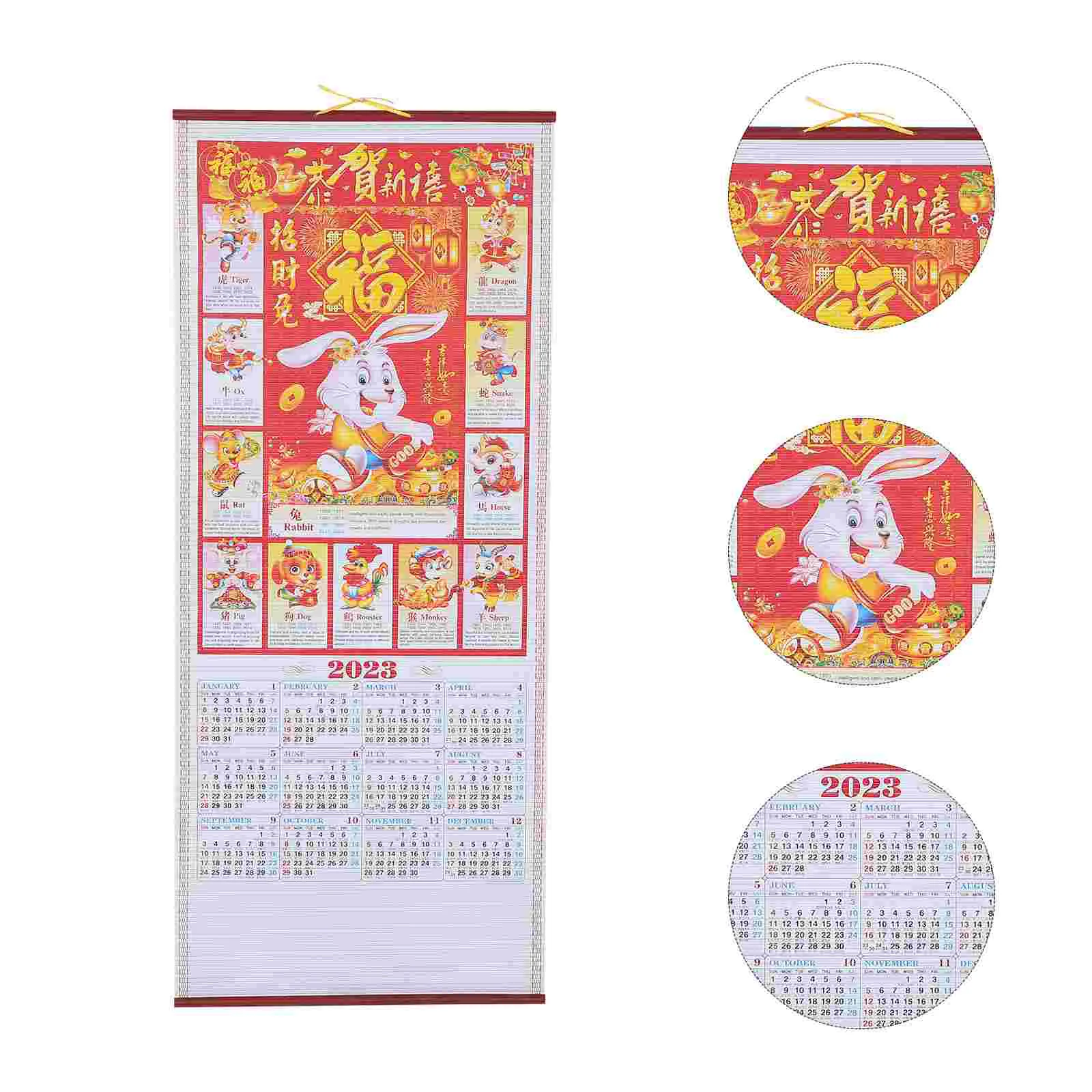 

Calendar Wall Chinese Year New Planner Scrollrabbit Zodiac Poster Tradition Calendars Lunar Yearly 2023