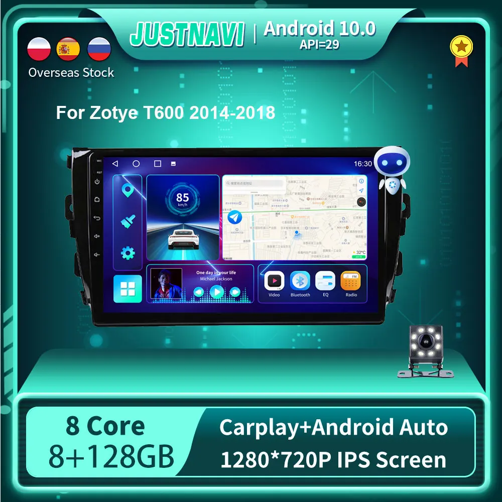 

QT10 DSP 8G 128G Android 10.0 Car Radio For Zotye T600 2014 2015 2016 2017 2018 Navi GPS Stereo Auto Player Carplay 1280*720P 9"