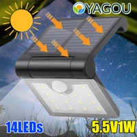 yagou waterproof 14 led 2 fold solar panel with led lamp folding human body sensor exterior automatic outdoor camp solar light