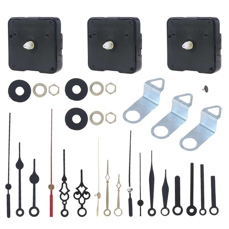 3 Pieces High Torque Long Shaft Quartz Clock Movement Mechanism 6 Pairs of Hands |
