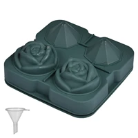 ice cube tray silicone diamond ice cube molds rose shape ice maker for whiskey easy release ice cube molds with lid for freezer