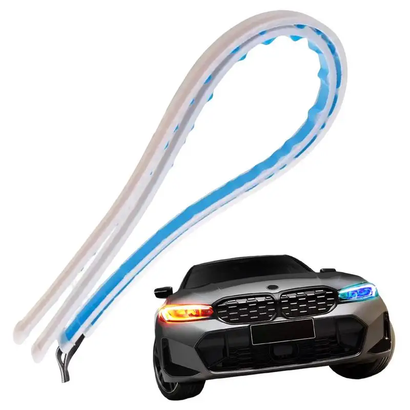 

Светодиодные ленты для автомобилей, внешние гибкие ленты для передних фар, 2 шт., направляющие ленты, универсальные декоративные ленты для крышки двигателя автомобилей