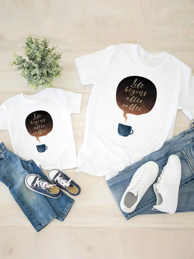 

Graphic T-shirt Tee Women Watercolor Cute 90s Child Kid Clothing Boy Girl Summer Family Matching Outfits Mom Mama Clothes