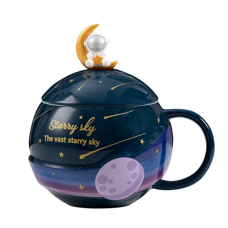 

Семейная креативная подарочная посуда с изображением планеты 420 мл, милая чашка для воды и чая с крышкой, кофейная кружка с астронавтом