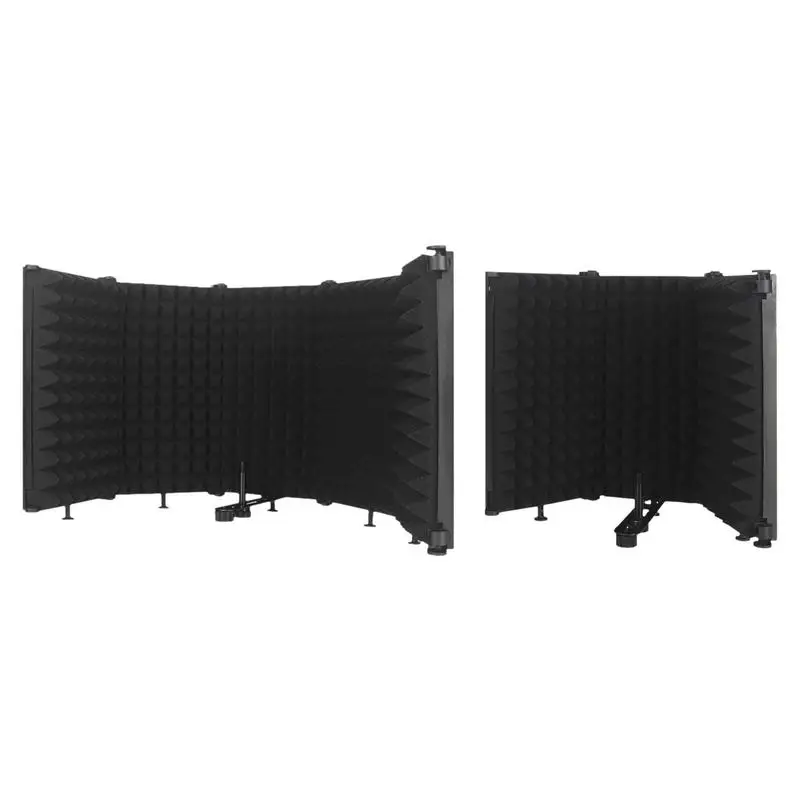 

Microphone Isolation Shield Portable 3 Panels Foldable Acoustic Screen Foam With Stand Soundproof Shield For Audio Recording
