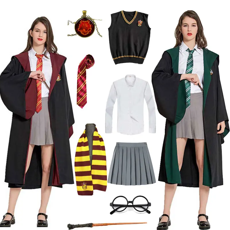 

Kids Adult Halloween Costume Hermione Robe Sweater Skirt Shirt Accessory Granger Cosplay Slytherin Ravencaw Magic School Cloak