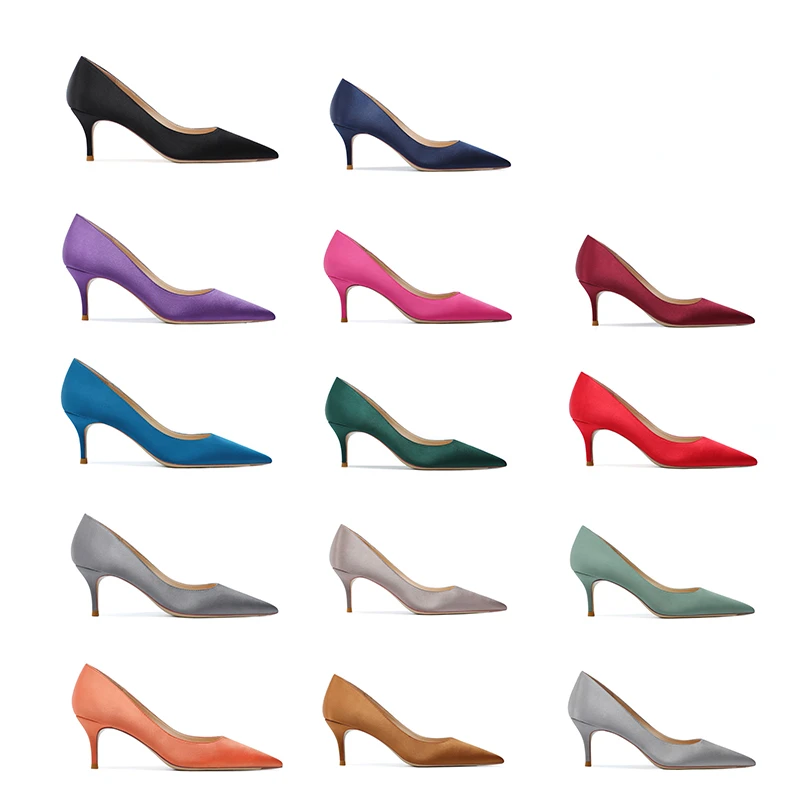 Туфли-лодочки женские атласные элегантные пикантные вечерние туфли заостренный