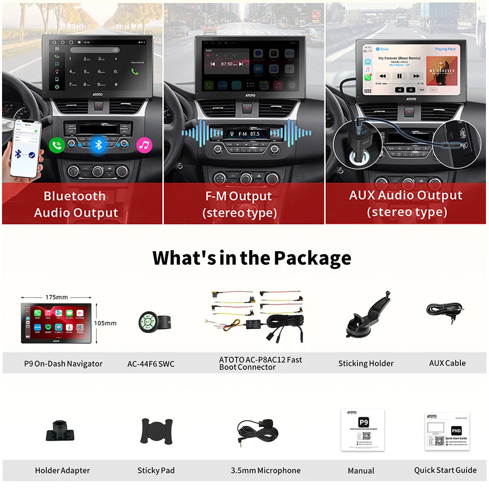 ATOTO P9 4G Android Автомобильная Стереосистема 7-дюймовый QLED ChatGPT GPS Отслеживание Bluetooth