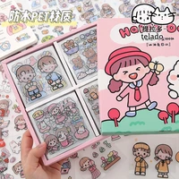 100 hand account stickers transparent waterproof material set stickers decorative cartoon childrens ins wind diy cane stickers