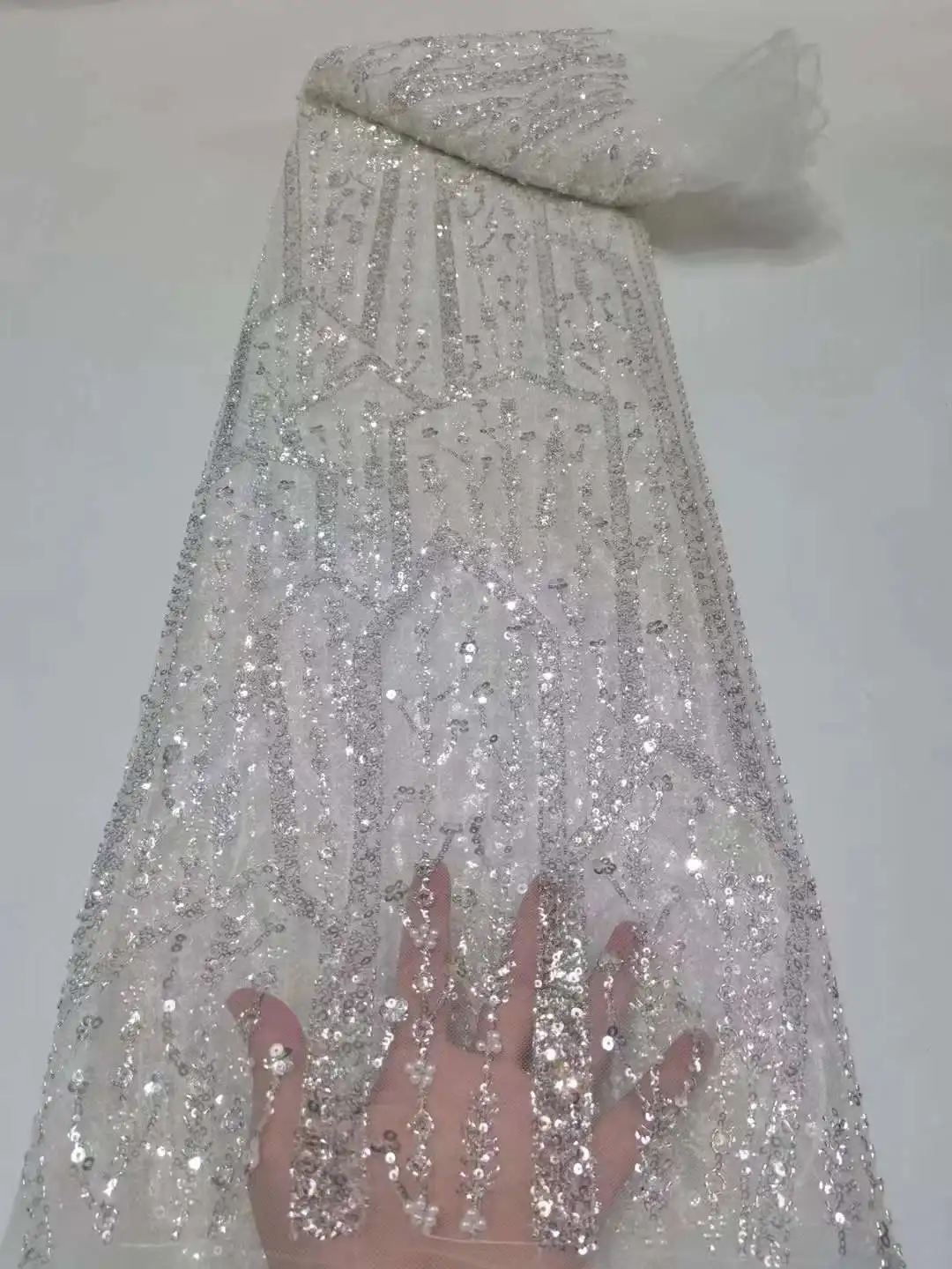 

Beads Groom African French Lace Fabric 2022 Bridal Lace Fabric Luxury High Quality Embroidery Sequins African Net Lace For Dress