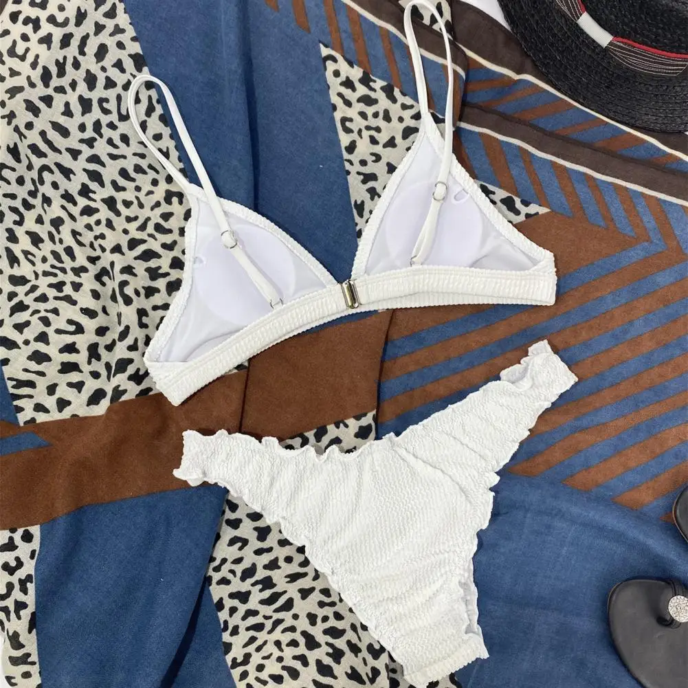 

Новинка, мягкий бюстгальтер в рубчик, искусственный купальник, комплект бикини из двух предметов, красивый для отпуска