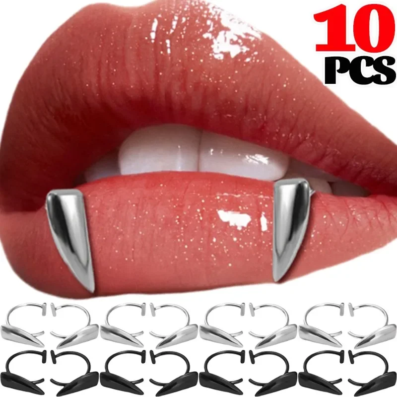2/10 шт. персонализированные острые зубы из нержавеющей стали поддельный пирсинг