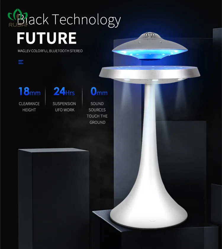 Magnetic Suspension Levitating Led Table Lamp with UFO Speaker Bluetooth Surround Sound BT Speaker Creative Gifts Night Lights