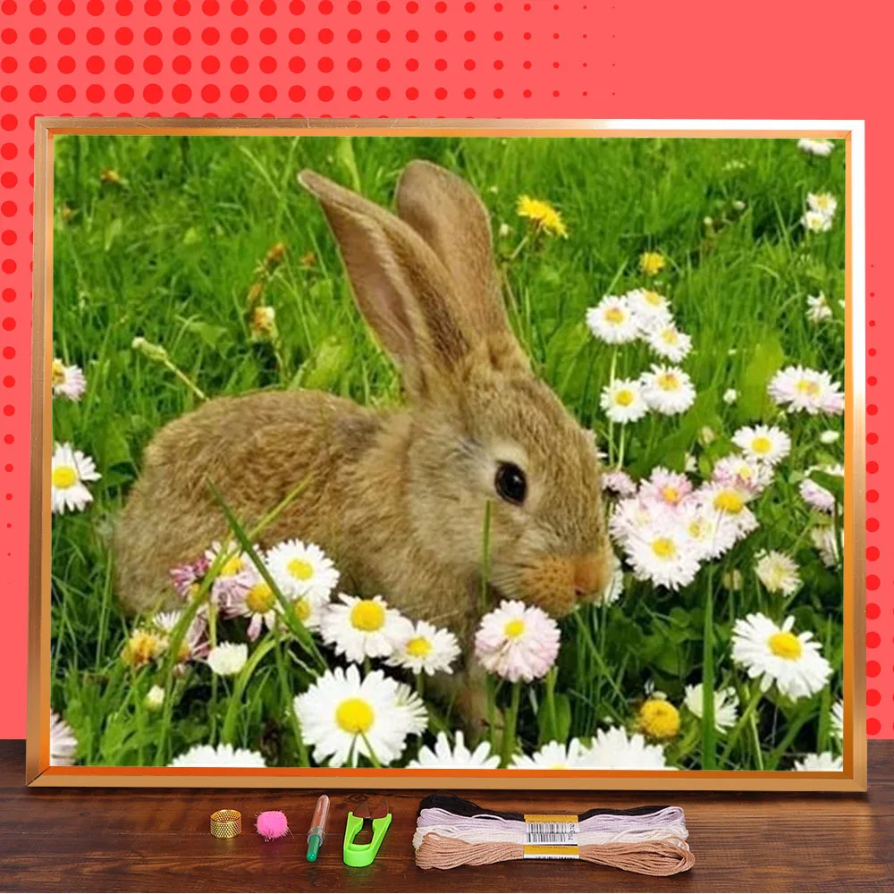 

Ткань с принтом кролика 11CT Набор для вышивки крестиком DIY Вышивка DMC нитки ручная работа хобби шитье Вязание распродажа игл
