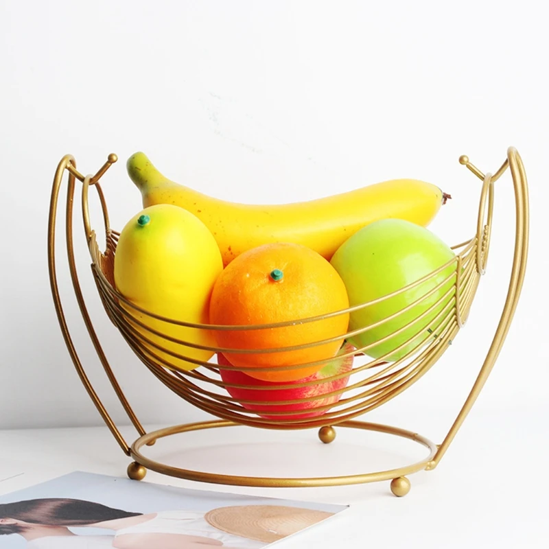 

Hammock Shaped Basket Hampers Woven Iron Wire Kitchen Storage Basket Picnic Tray