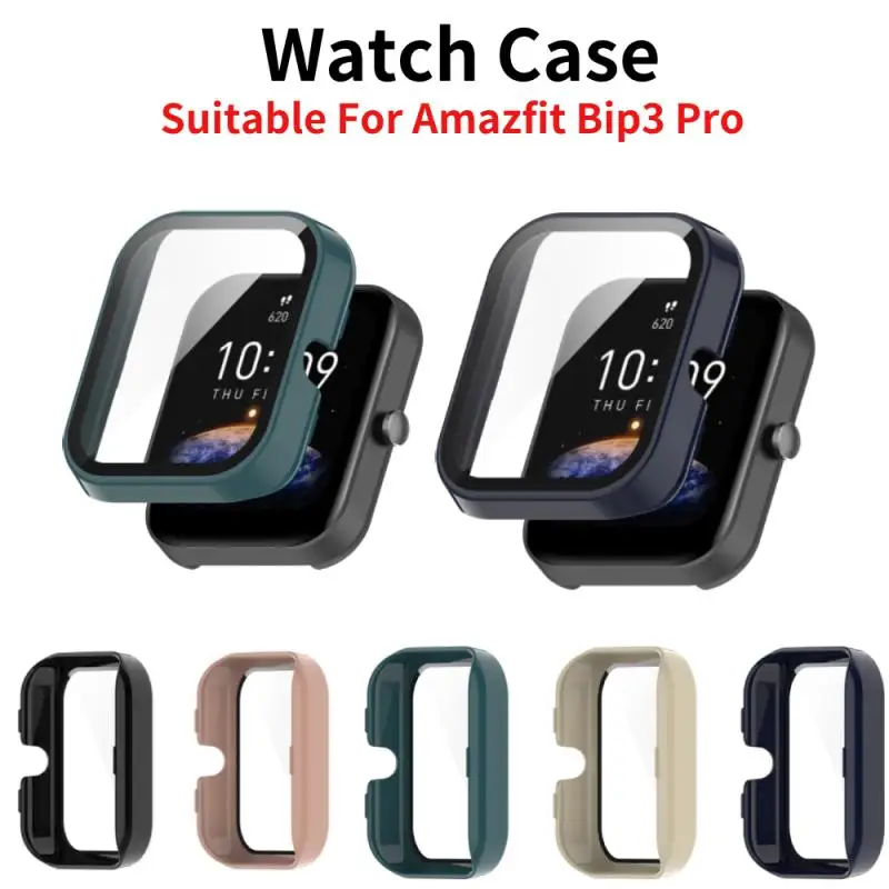 

Watch Protective Case For Amazfit Bip3 Pro Anti-fall Case PC + Tempered Film Integrated Case Smart Watch Protective Case