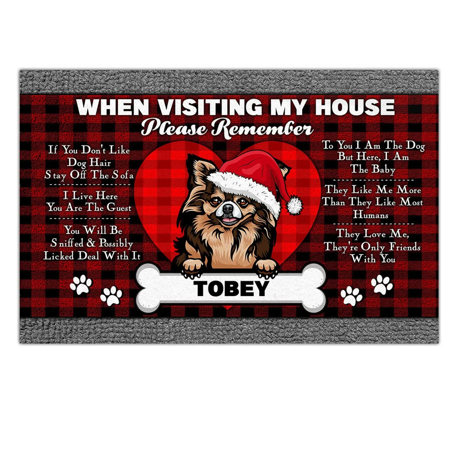 HX чихуахуа коврики с именем на заказ Рождество при посещении моего дома 3D принт