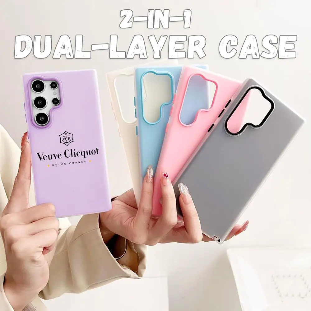 Фото Роскошный чехол V-Veuve C-Clicquot для Samsung Galaxy S25 S24 S22 S23 Ultra S21 S20 Plus, матовый, противоударный, мягкий, с эффектом желе №3