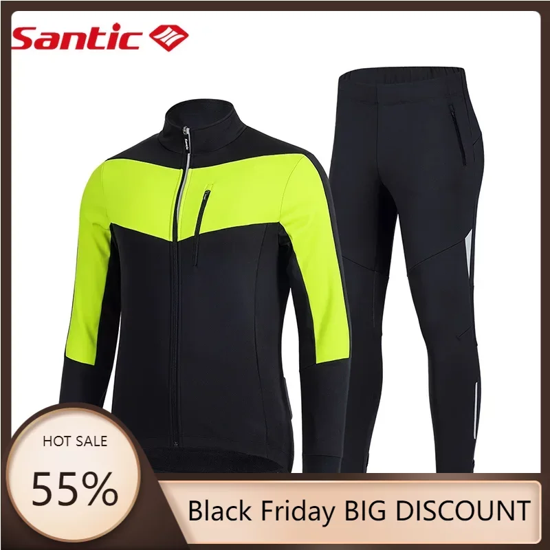 

Santic мужские комплекты для велоспорта, Горный Дорожный велосипед, ветрозащитный и теплый набор для верховой езды, зимний ветрозащитный Теплый