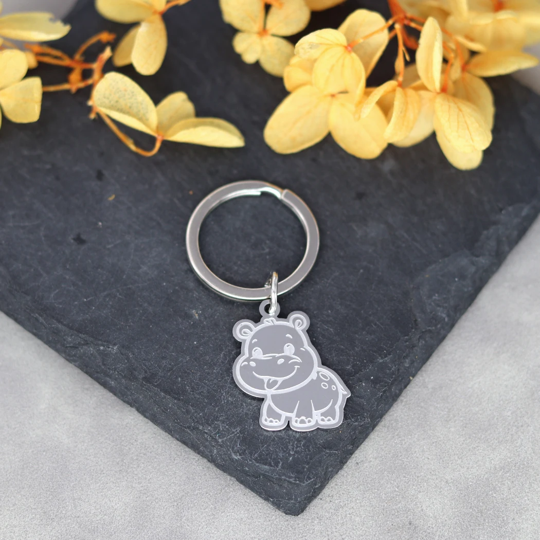 Милый бегемот брелок для ключей из нержавеющей стали кольцо женщин милые