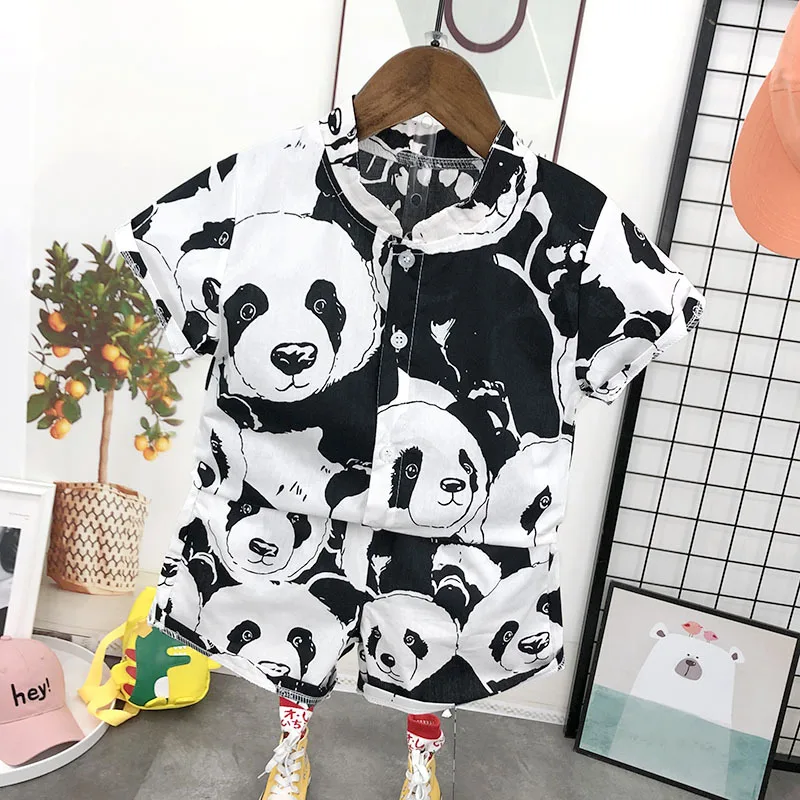 

Baby Boy Clothes Baby Clothes 2-7Years Old Summer Short-Sleeved Shorts Suit Baby Cartoon Shirt Casual Shorts Two-Piece Suit