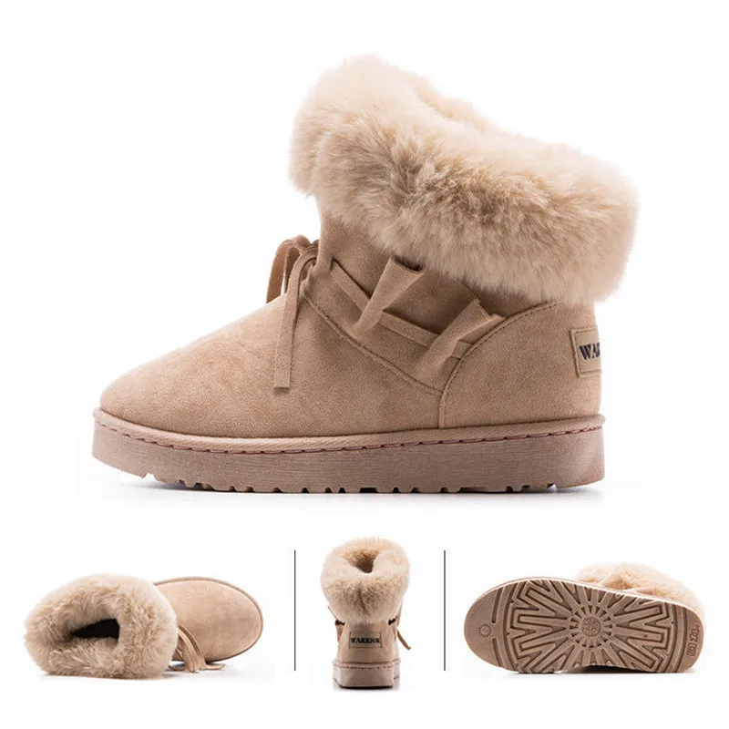 Sweet Non-Slip Women Thicken Velvet Cotton Boots Winter Warm Snow Boots 2022 Fashion Fur Slip-On Comfortable Platform Work Shoes