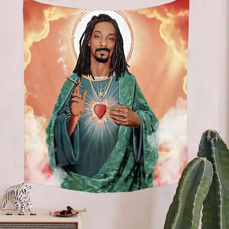 

West Coast Rapper Snoop Dogg Tapestry Jesus Tapestry Aesthetic Room Decor Boho Hippie Tapestries Wall Carpets Bedroom Background