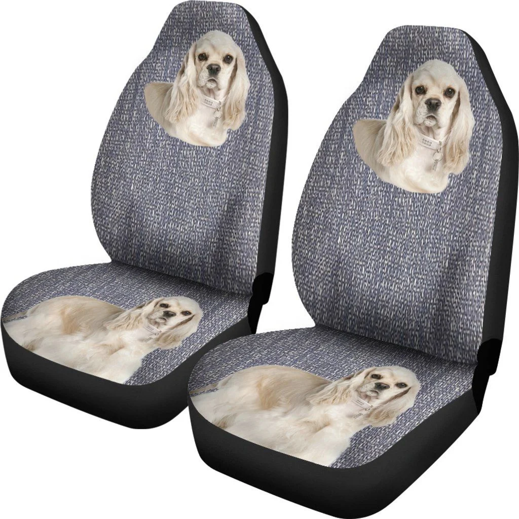 

Cute Cocker Spaniel Dogs With Minimal Dots In Gray Printed Car Seat Covers