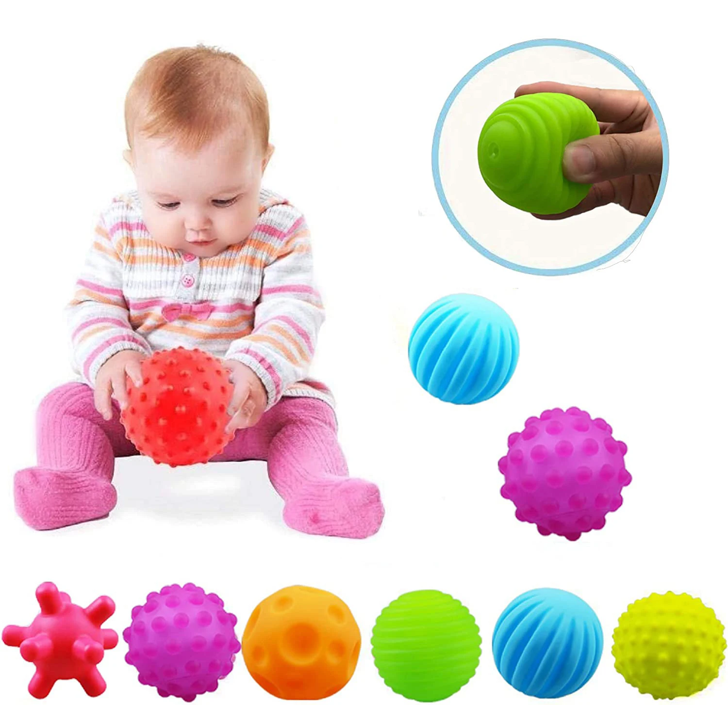 

6pcs Baby Sensory Ball Set Soft Textured Squeeze Balls Montessori Toys Easter Egg for Babies Toddlers 3-12 Months Exploration