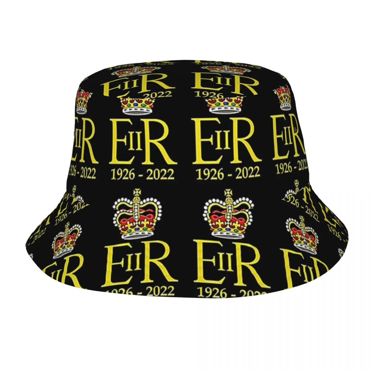 

Unisex Bucket Hat Crown Elizabeth II Summer Beach Vacation Getaway Headwear Fishing Caps British Royal Session Hat Gift Idea