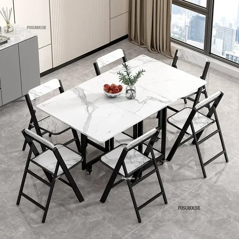 Складной обеденный стол подвижный в скандинавском стиле для 4-6 человек