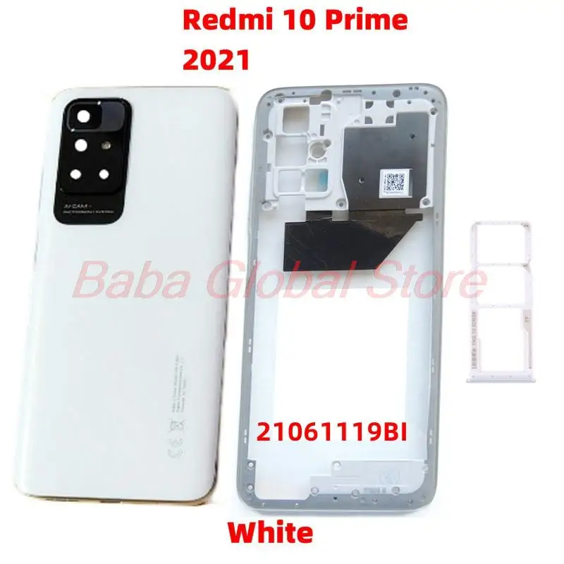Для Xiaomi Redmi 10 Prime 2022 средняя рамка Корпус объектив камеры с крышкой аккумулятора +