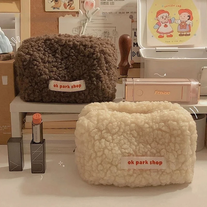 

Shmere Pencil Bag Case Plush Pencil Bag Zipper Bag Makeup Storage Bag