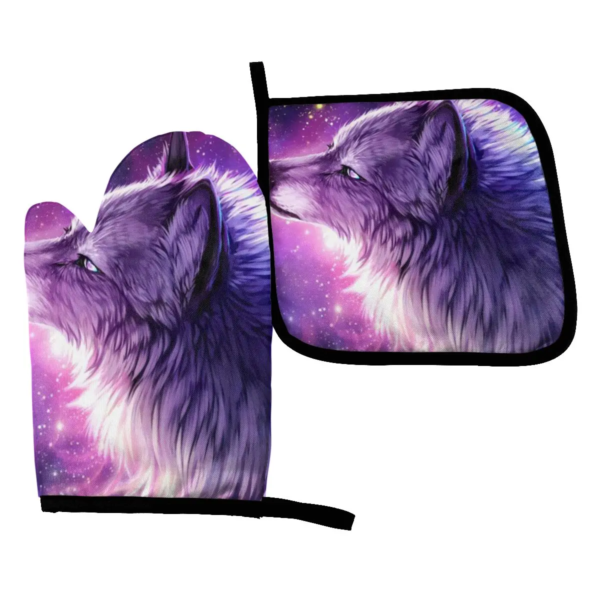 

Galaxy Wolf Potholder Mat Kitchen Baking Oven Cooking Gloves Microwave Insulation Pad Oven Mitts Heatproof Gloves Wholesale