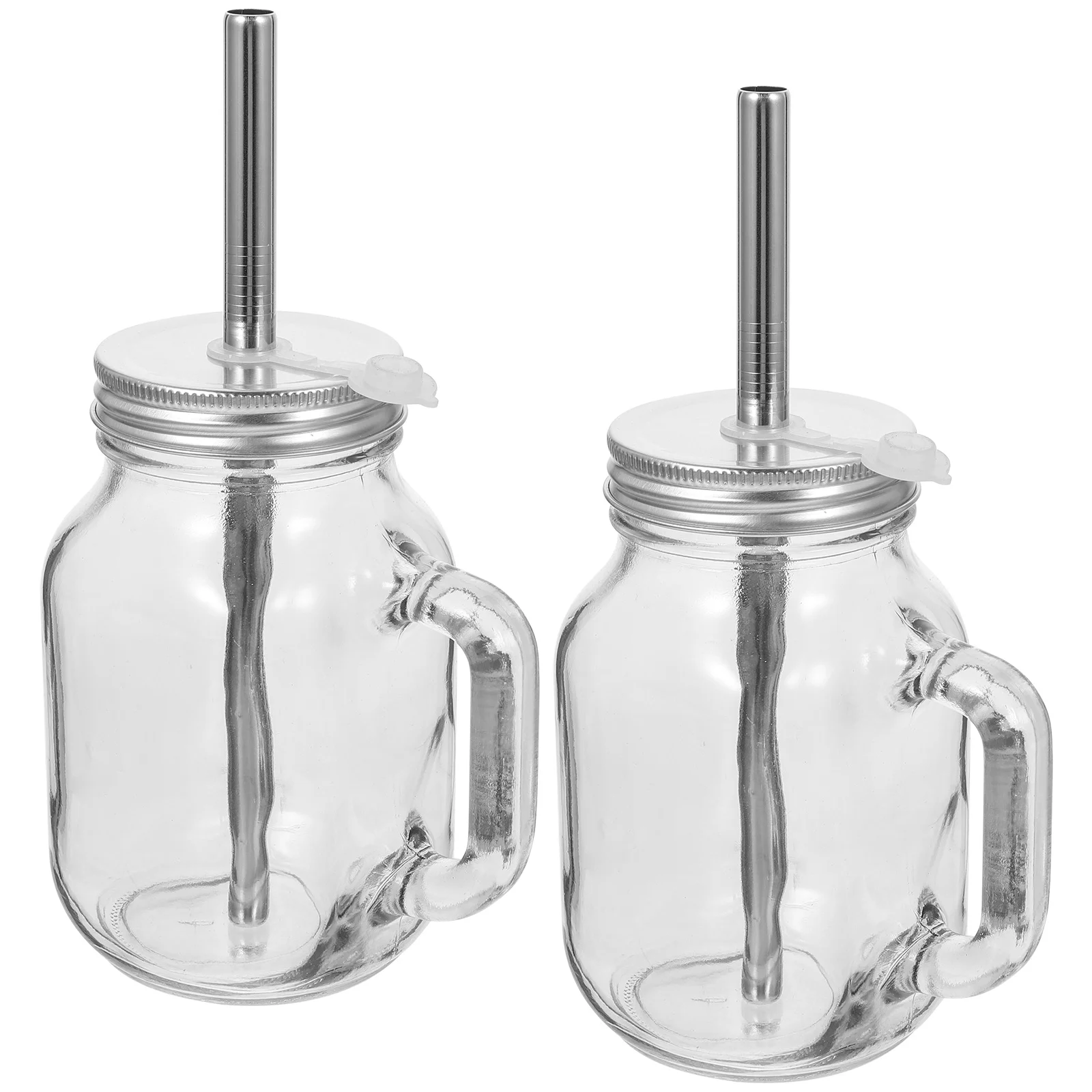 

2 Sets Cups Lids Straws Coffee Handle Travel Small Glass Bottles With Lids Water Glasses for Kitchen Storage