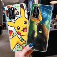 cute cartoon pika pika pikachu clear silicone phone case for huawei p30 p40 p20 lite p50 pro p smart z 2019 soft tpu back cover