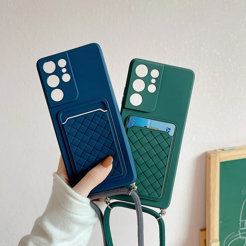 Weave Pattern Strap Case for Xiaomi Redmi Note 9 10 Pro 10s 8 9A 9C 9T Silicone Necklace Soft Cover for Xiaomi POCO M3 Pro F3