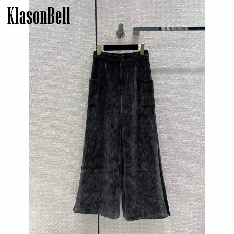 

10,13 KlasonBell модные вельветовые широкие брюки с разрезом на подоле для женщин