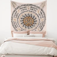 mystical symbol tapestry home decoration psychedelic key sun and moon hippie wall hanging bohemian living room dormitory blanket