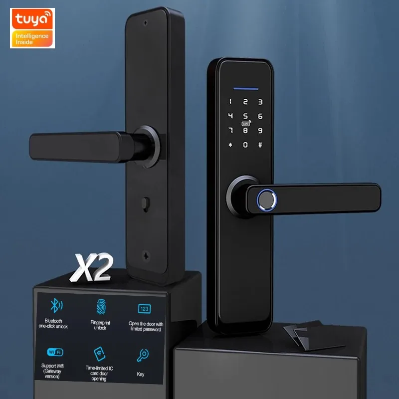 

TUYA Biometric Fingerprint Door Lock X2 TTlock Black Smart Lock Tuya App Remote Unlocking Keyless Lock Electronic Door Lock