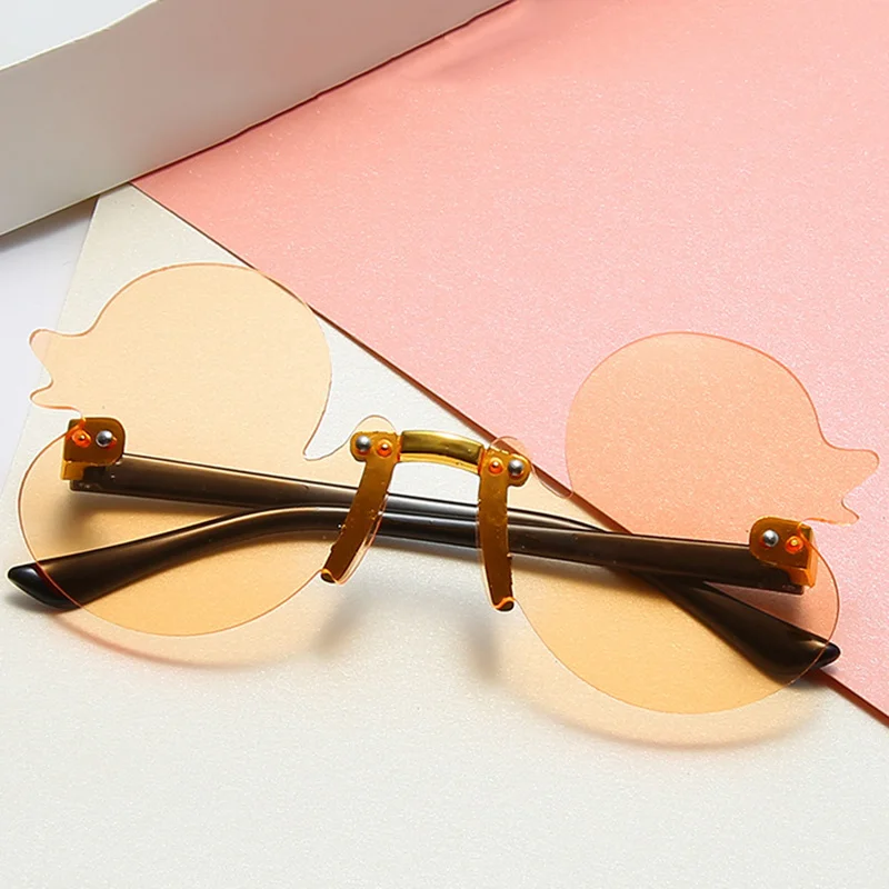 

Lovely Sunglassses Child Rimless Cartoon Duck 2022 Glasses for Boys/Girls Classic UV400 Eyewear Kids Mirror Gafas De Sol Mujer